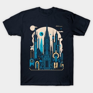 Art Deco Nouveau Neon City T-Shirt